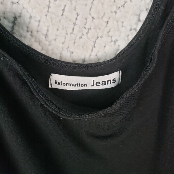 Reformation Jeans Maxi Dress Women's L Black Maxi Sleeveless Minimalist - Picture 3 of 8